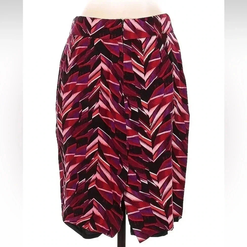 Calvin Klein Red Pink Chevron Herringbone Linen Blend Pencil Skirt Size 4 - Picture 2 of 2